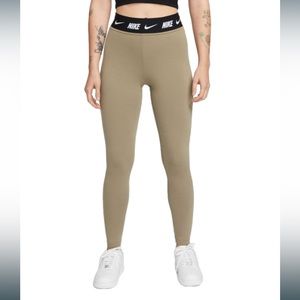 NWOT Nike Legging High-Waist Beige w Stretchy Swoosh Band Cotton Pants